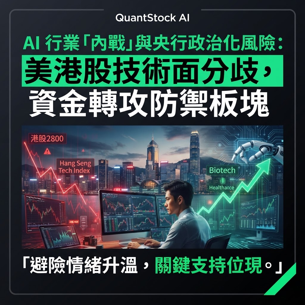 AI 行業「內戰」與央行政治化風險:美港股技術面分歧,資金轉攻防禦板塊