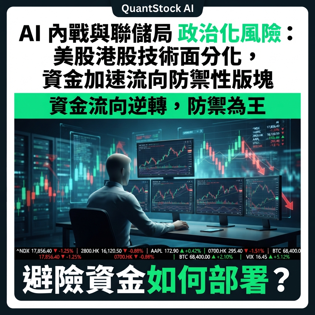 AI 內戰與聯儲局政治化風險:美股港股技術面分化,資金加速流向防禦性版塊